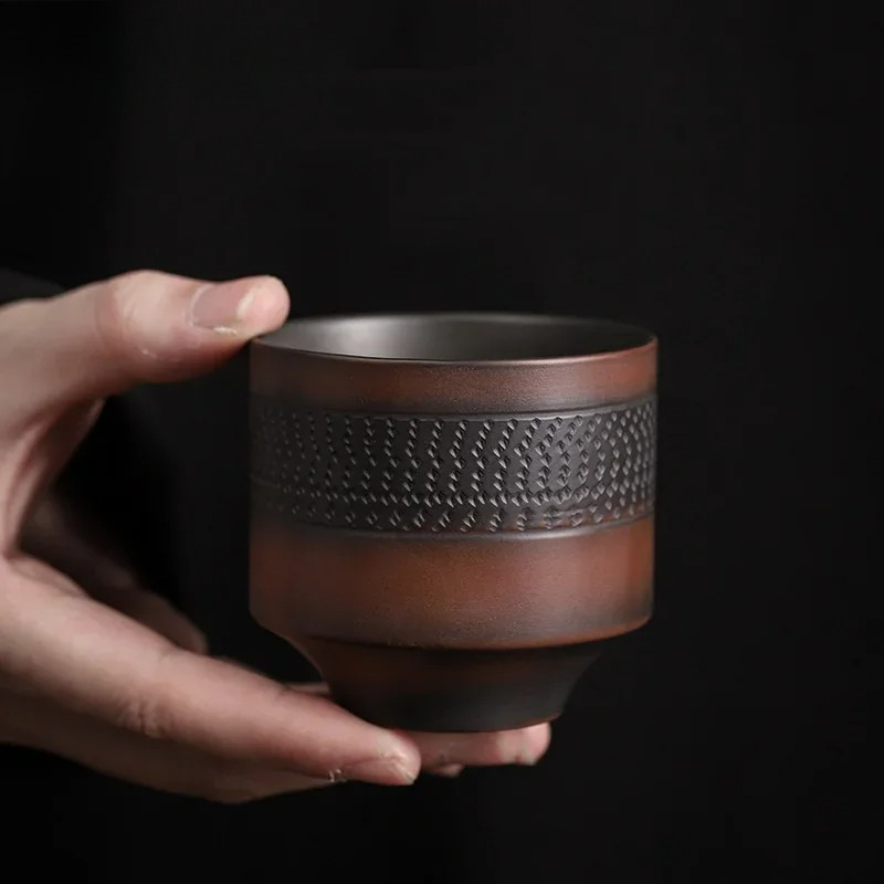 Celadon Ceramic Cup - Purple Pottery Teacup Handmade Blind Scrub