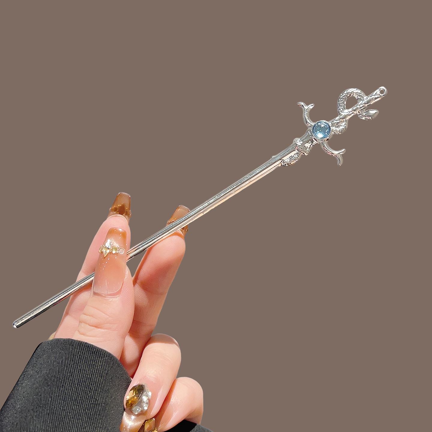 Hanbok Hair Pin - New Chinese Style Snake Shaped Moonstones