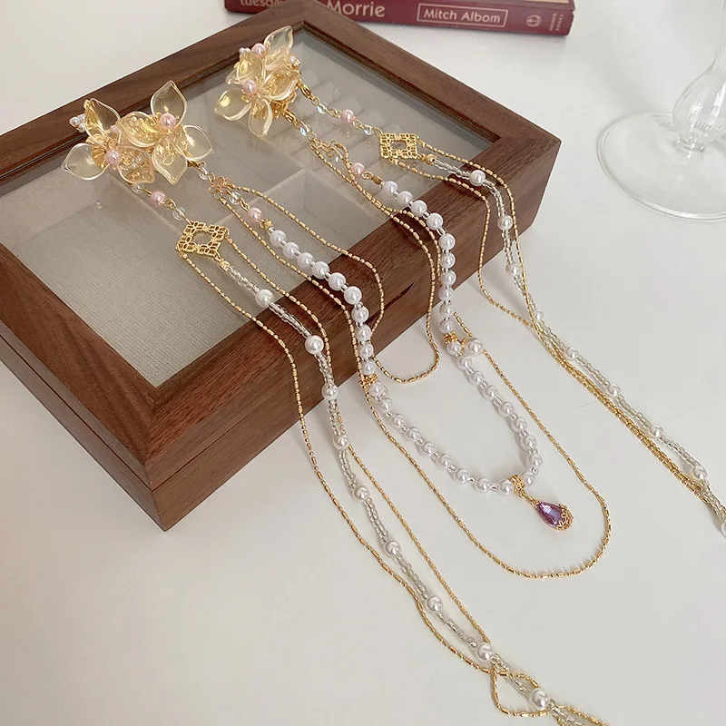 Hanbok Hair Pin - New Chinese Style Rhinestones Flower Hair