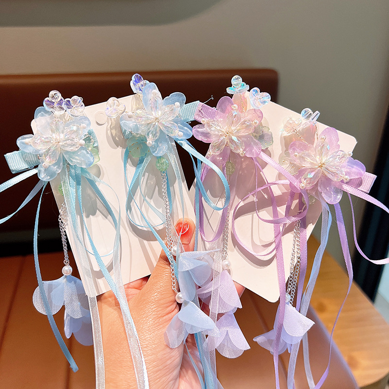 Pink and Blue Ribbon Tassel Ha - Hanbok Hair Pin review and price
