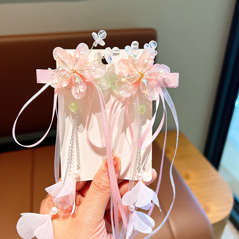 Pink and Blue Ribbon Tassel Ha - Hanbok Hair Pin review and price