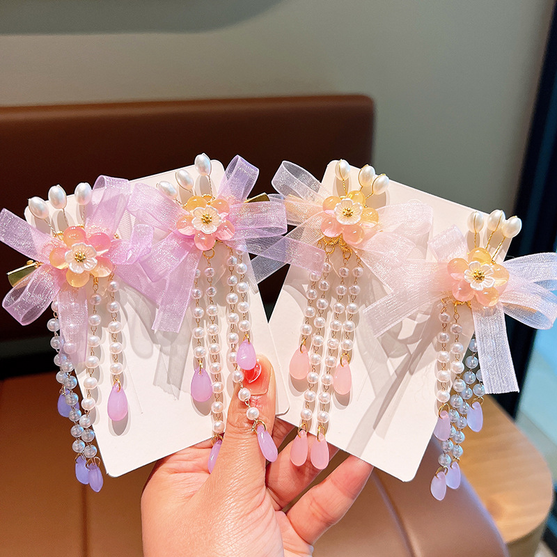 Pink and Blue Ribbon Tassel Ha - Hanbok Hair Pin review and price