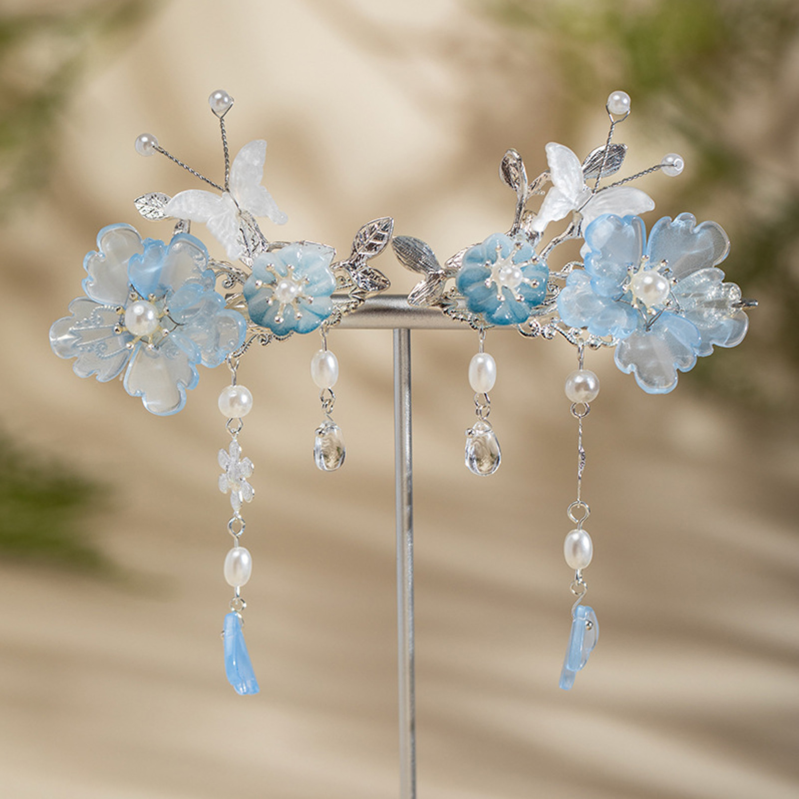 2pcs Romantic Blue Peony Hair  - Hanbok Hair Pin review and price