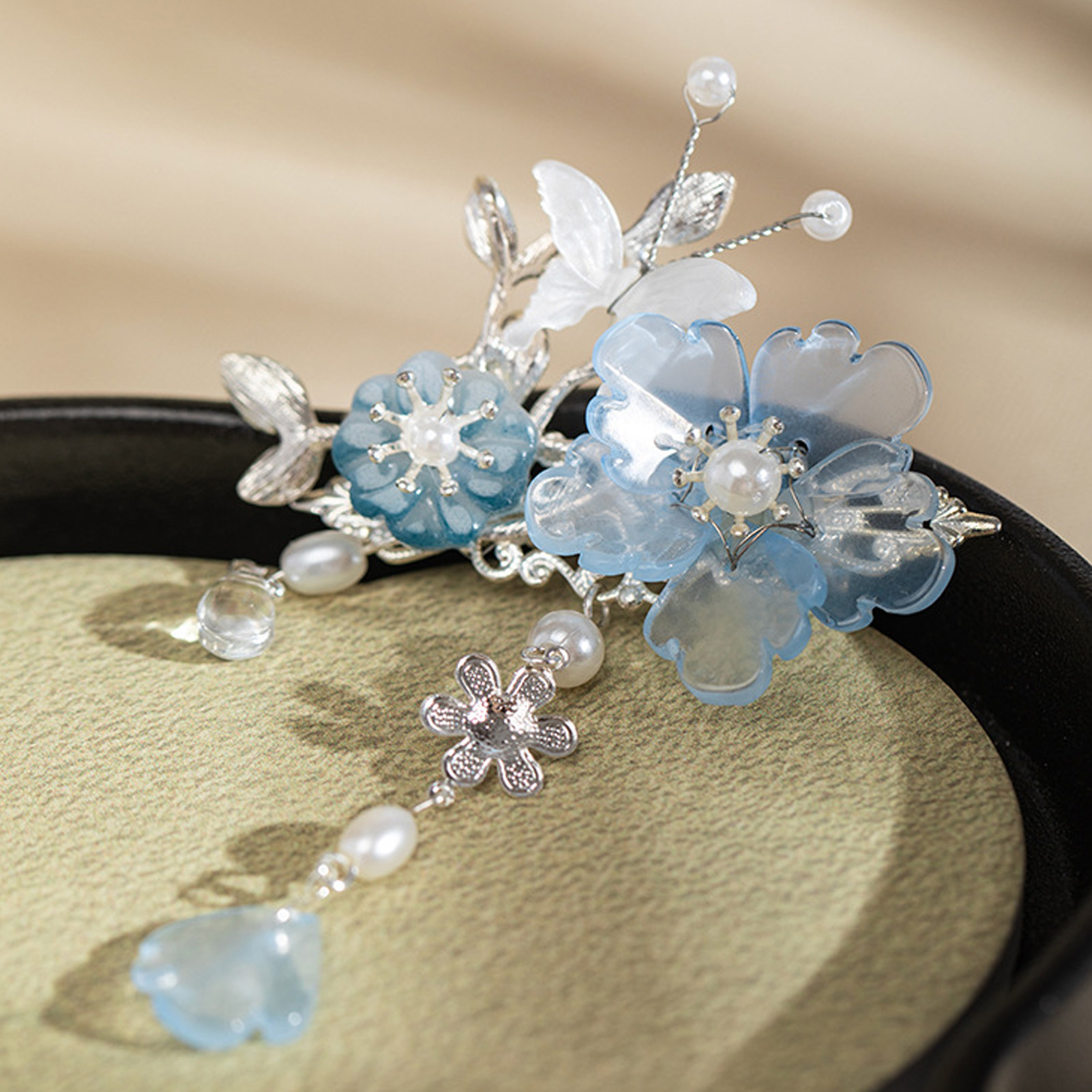 2pcs Romantic Blue Peony Hair  - Hanbok Hair Pin review and price
