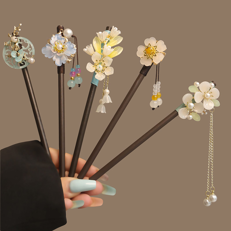 Flower Tassel Pearl Hair Stick - Hanbok Hair Pin review and price