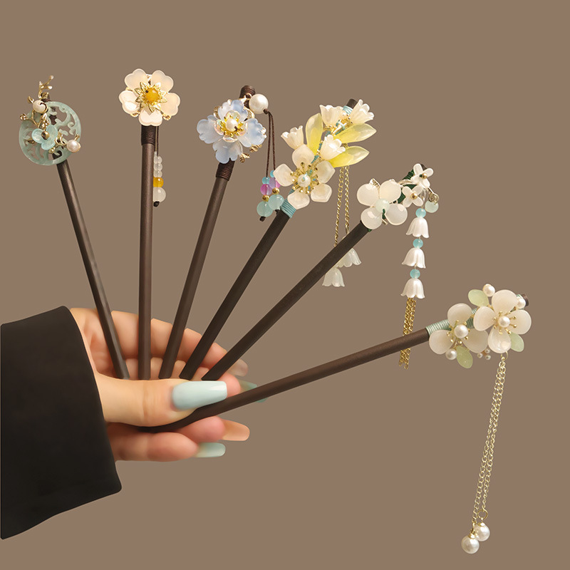 Flower Tassel Pearl Hair Stick - Hanbok Hair Pin review and price