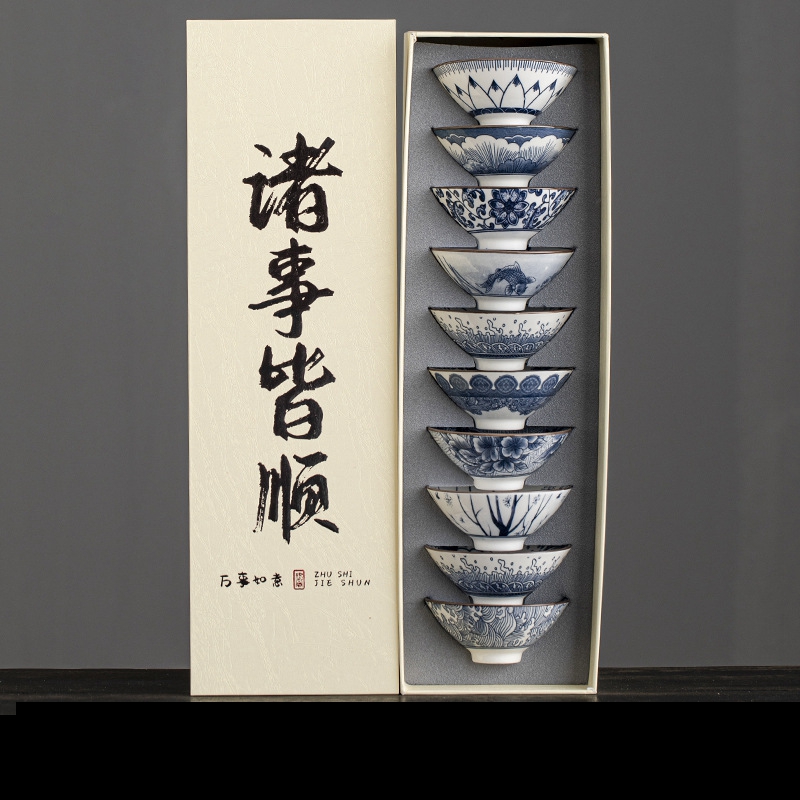 10pcs/box Blue and White Porce - Celadon Ceramic Cup review and price